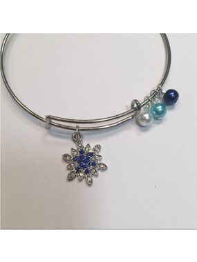 Blue Sparkle Snowflake Charm Bracelet